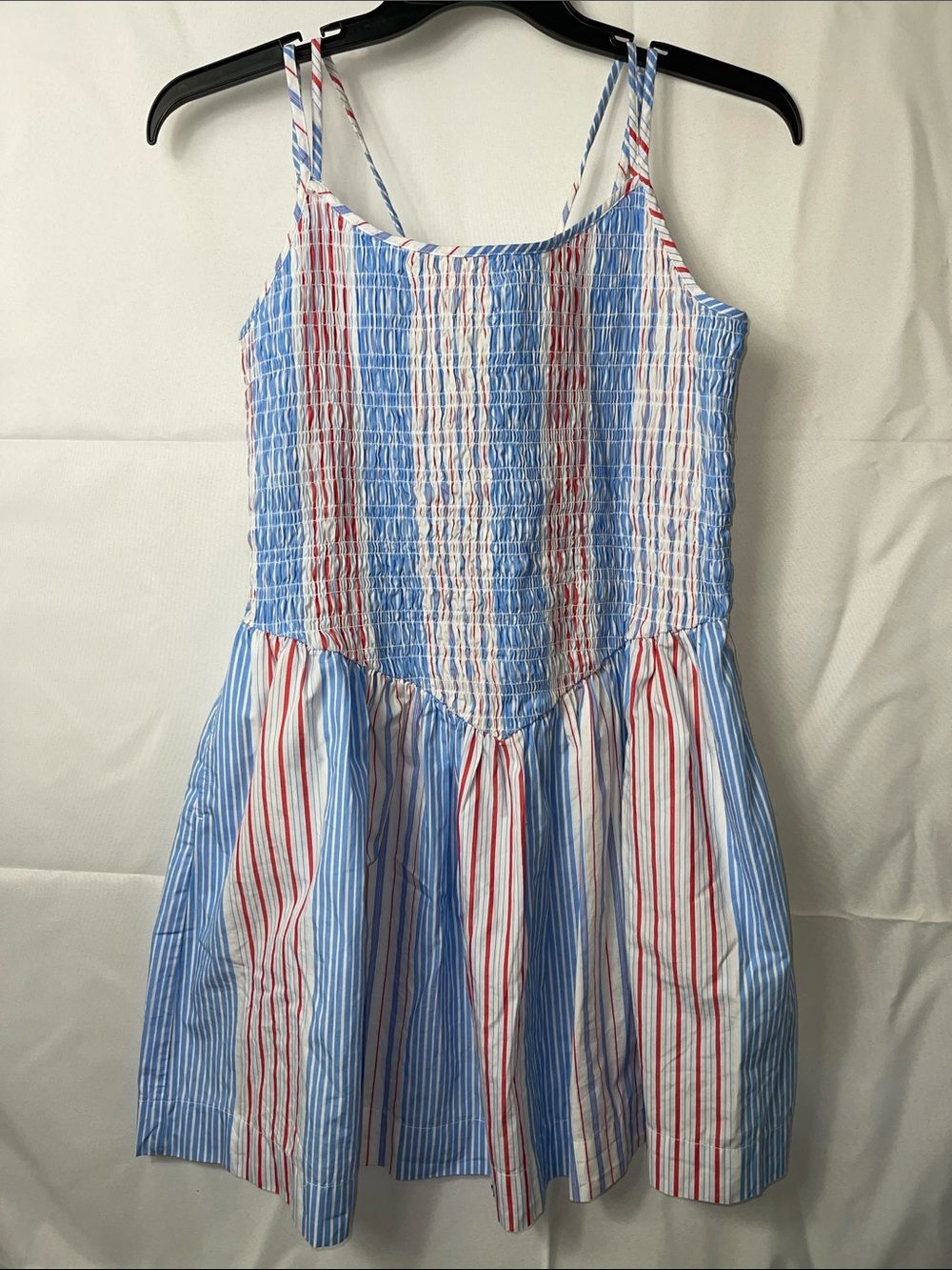 Girls' Striped Smocked Sundress - Blue, White & Red